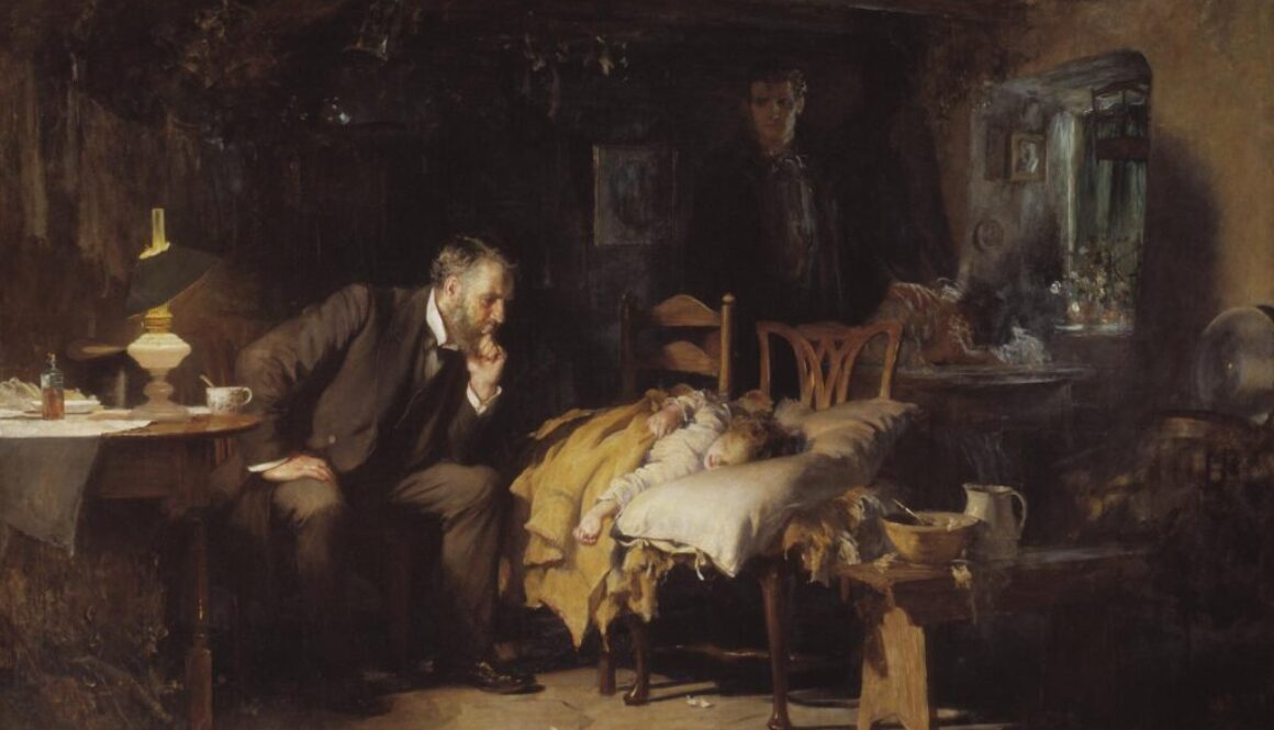 The Doctor exhibited 1891 by Sir Luke Fildes 1843-1927